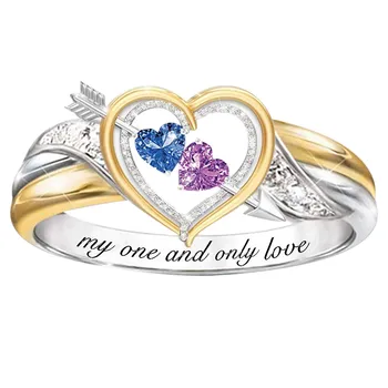 Vestuvinį Žiedą, Moterims Žmogus Trumpas, Klasikinio Spalvotų Mados Žiedas Crystal meilės, Vestuvių Dalyvavimo Šalies Papuošalai Dydis 6-10