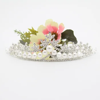 Vestuvių Nuotakos Kristalų, Perlų Karoliukus, Tiara Lankelis Prom Mergina Princess Crown Apdangalai, Plaukų Accessiories @M23