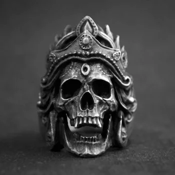 Viduramžių Vikingų Kaukolė Derliaus Punk Dvasia Galvos Vyrų Žiedas, Nerūdijančio Plieno, Skeletas Dviratininkas Jaguar Papuošalai Grunge Cool Stuff Žiedai