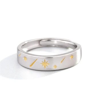Vienintelis Atminties Sun Moon Star 925 Sterlingas Sidabro Valentino Dienos dovanų Moterų keičiamo dydžio Atidarymo Romantiška Pora Žiedus SRI520