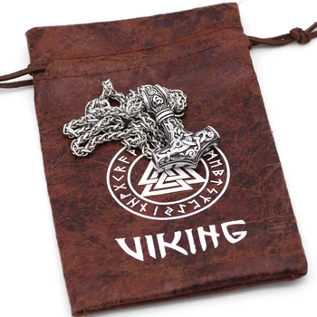Viking 316L Nerūdijančio plieno Thor Hammer Mjolnir Amuletas Skandinavijos karoliai pakabukas