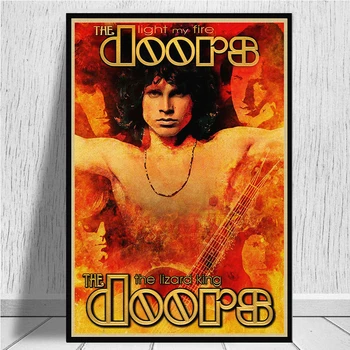 Vintage Retro roko muzikos Durų Jim Morrison Matinis Kraftpopieris Plakatas Siena Lipdukas Namų Decora