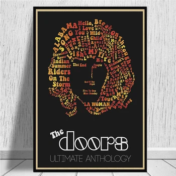 Vintage Retro roko muzikos Durų Jim Morrison Matinis Kraftpopieris Plakatas Siena Lipdukas Namų Decora