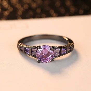 Violetinė Cirkonis Lady Žavesio Žiedas, Nerūdijančio Plieno, Cirkonis Mados Uždara Metalo Žiedas Kūrybos Ponios Vestuvės Juvelyrika Dovana