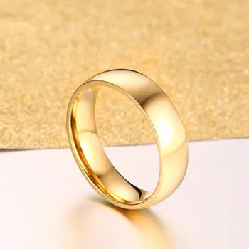 Vnox Klasikiniai Vestuviniai Žiedai, Moterų, Vyrų, 6mm Aukso Tono Nerūdijančio Plieno Pora Žiedus Paprasta Paprasto Juostos Jubiliejaus Dovana