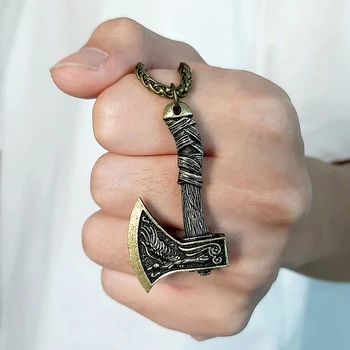 Vnox Vintage Retro Skandinavų Vikingų Karoliai Thor Mjolnir Plaktukas Pakabukas Vyrų Skandinavijos Nodic Amuletas Rune Punk Papuošalai