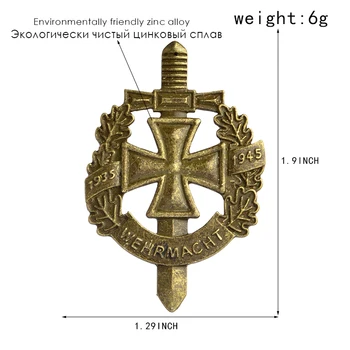 Vokietijos Kariuomenės Vermachto Karinių simbolis galia WH Smeigtukai Ženklelis H Smeigtukai Ženklelis vyrų unisex Senovės Bronzos spalvos Sagė