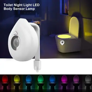 Vonios kambarys unitazo Šviesos Smart PIR Judesio Jutiklis Sėdynės Vandeniui Backlight LED Luminaria Lempos 8 Spalvų Keitimas Naktį Šviesos