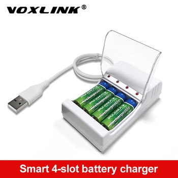 VOXLINK 4Slots Greito Įkrovimo Baterijos Įkroviklis USB Išėjimo Trumpo Jungimo Apsauga AAA/AA Įkraunamas Akumuliatorius Standartinis Stotis