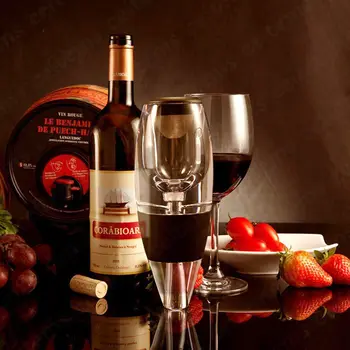 Vyno Aeratorius Decanter Filtras + Raudona Baltojo Vyno aromato ir Skonio Stipriklis ir Stovėti