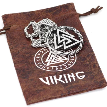 Vyrai Nerūdijančio plieno Viking Valknut Amuletas dragon Karoliai Pakabukas