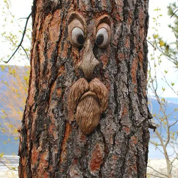 Vyras Tree Hugger Medžio Veido Lauko Juokingas Senas Žmogus, Medis, Skulptūros Meno Kieme Sodas Peeker Įdomu Sodo Puošmena