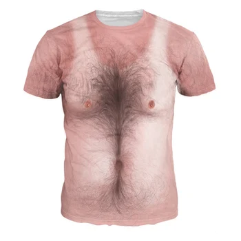 Vyriški 3D T-Shirt Kultūrizmo Imituojamas Raumenų Tatuiruotė Marškinėliai Atsitiktinis nuogas odos krūtinės raumenų Marškinėliai, Juokingi Trumpi Rankovėmis Drabužius