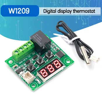 W1209 DC 12V šilumos kietas temp termostatas temperatūros jungiklis temperatūros reguliatorius termometras termo reguliatorius