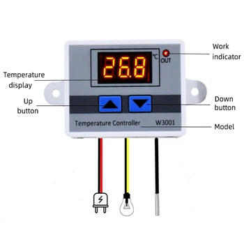 W3001 LED Skaitmeninis Valdymas Temperatūros Mikrokompiuteris Termostato Jungiklį Termometras Naujas Thermoregulator 12/24/220V