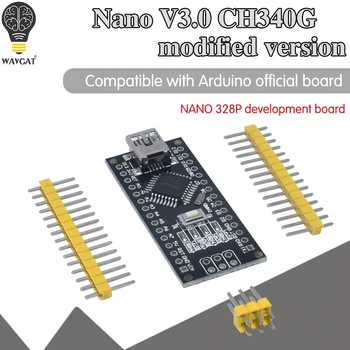 WAVGAT Nano Mini USB Su įkrovos tvarkyklę suderinama Nano 3.0 valdiklį CH340 USB tvarkyklės 12Mhz Nano v3.0 Pat, kaip ATMEGA328P