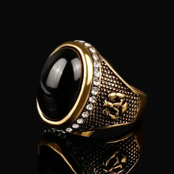 Wbmda Mados Dubajaus Aukso Vyrų Žiedas Ovalo Formos Juodasis Akmuo Antikvariniai Žiedas Senovinių Papuošalų Didmeninė 2019 Naujas