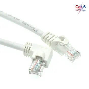 White Cat 6e RJ45 kabelis CAT6 8pin UTP Pusės Kampu, L Formos, RJ45 Patch Cord Formos Ethernet Kabelis 6e Lan Trumpas Gigabit ethernet Kabelis CAT6
