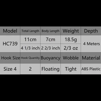 WLure 11cm 18.5 g RealSkin Tapybos Pjovimo Peilis Kabliukai Giliai Naras 4-5 Metrų Stora/Greito Veiksmo Crankbait Žvejybos Masalas HC739