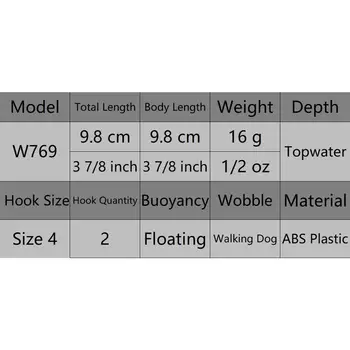 WLure 9.8 cm 16g Ilgai Liejimo Topwater Popper Pėsčiomis Suvilioti 3D Sunku Akis Žvejybos Masalas W769