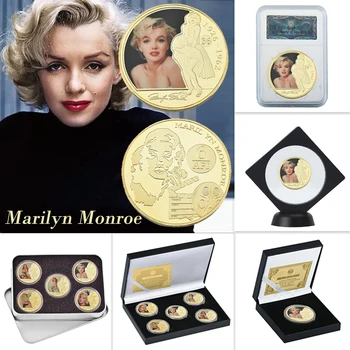 WR Marilyn Monroe Aukso Kolekcines Monetas su Monetos Turėtojas Užsakymą Iššūkis Monetos, Antikvariniai Originalus Monetų Dovanų Rinkinys Dropshipping