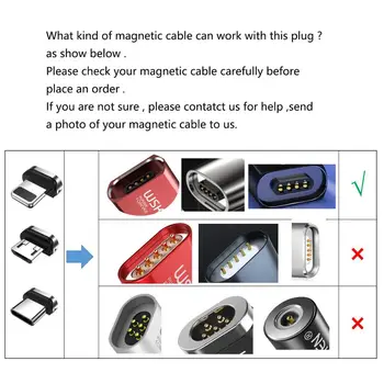 WSKEN Magnetinio Kištukas Magnetinio Kabelis USB C Tipo Micro USB Kabelis iPhone Magnetinio Įkrovimo Laidas USB C kabelio (Ne Viela)