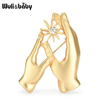 Wuli&baby 2-spalvų Rankas Sages Moterims Lydinio, Aukso, Sidabro Spalva Grožio Rankas Office Atsitiktinis Broocoh Smeigtukai Dovanos