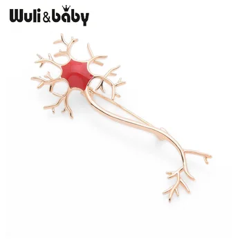 Wuli&baby Red Emalį Smegenų Nervų Sagės Moterų, Vyrų Ligoninės Vienodas Sagės Smeigtukai
