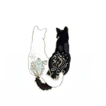 XEDZ Naujas cute kačių atgal sagė black cat white cat šalia sagė vaikas mielas gyvūnų sagė dovanų kuprinė drabužių pakabukas je