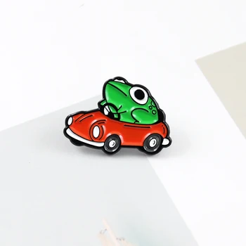 XEDZ Naujų karšto pardavimo animacinių filmų žalia varlė atvira raudona automobilis sagė pin creative mada vaikams, cartoon bag kuprinė ženklelis papuošalai