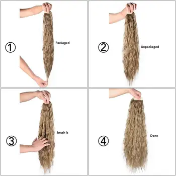 XINRAN Wrap Aplink Įrašą plaukai surišti į uodegą, Kukurūzų Garbanotas Ilgai Netikrą Plaukų Gabalus Plėtiniai Moterų Sintetinių Plaukų Pratęsimo