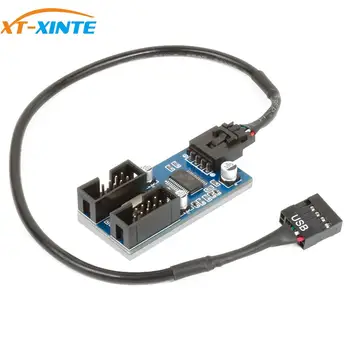 XT-XINTE 9pin USB header Vyrų 1 2/4 Moterų ilgiklis Kortelės Darbalaukio 9-Pin USB HUB USB 2.0 9 pin Jungtis Port Multiplier