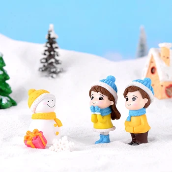 XUNSFY 2021 Naujųjų Metų Žiemos Mylėtojai Mielas Vaikų Sniego Papuošalai Miniatiūrinės Statulėlės Namų Dekoro Sodo Kalėdinė Dekoracija