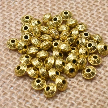 Yanqi 50pcs 6mm Tibeto Antikvariniai Metalo, Aukso, Sidabro Ovalo formos NSO, Karoliukai Prarasti Tarpiklis Karoliukai Papuošalai Priėmimo 