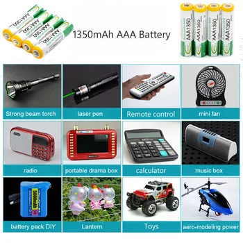 YCDC didele Galia AAA Akumuliatorius 1.2 V AAA 1350mAh Didelės Apimties Įkraunamas Baterijas HR03/AM4/LR3 Ni-MH Elementų