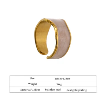 Yhpup Naujos Mados Emalio Geometrinis Žiedas Moterims, 18 K Nerūdijančio Plieno Papuošalai Vestuvių Žiedas Bijoux Femme-Osioms Dovana 2021