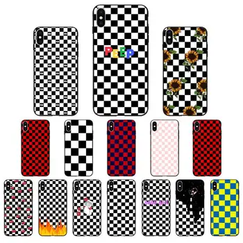 Yinuoda šaškių languotas šachmatų lentos Bling Mielas Telefono dėklas skirtas iPhone 11 pro XS MAX 8 7 6 6S Plus X 5 5S SE XR SE2020
