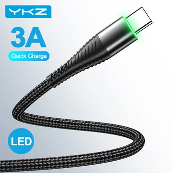 YKZ LED 3A USB C Tipo Kabelis Greitai Įkrauti Vielos Tipo C Xiaomi 