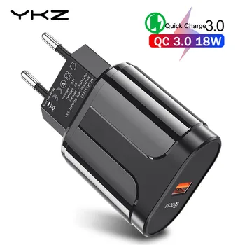 YKZ USB Įkroviklis Greitai Įkrauti 3.0 QC3.0 Greito Įkrovimo ES/JAV Plug Mobiliojo Telefono Įkroviklį 