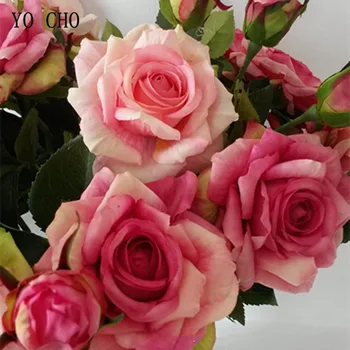 YO CHO Nuotaka Vestuvių Puokštė Nekilnojamojo Touch Rožių Gėlių Dirbtinio Šilko Rožė Santuokos Reikmenys 