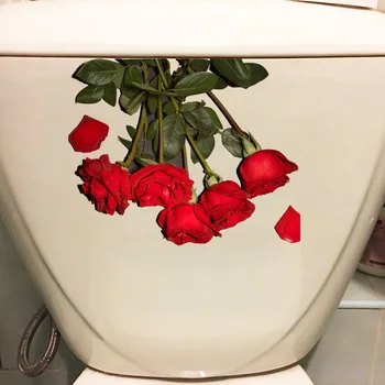 YOJA 18.7X23.1CM Valentino Dieną-Raudonos Rožės Mados WC klozeto Lipdukai Namų Sienų Dekoras T1-1254