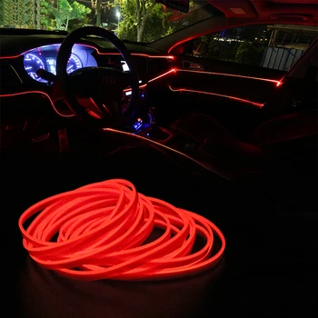 YOSOLO 5m 12V LED Šviesos Juostelės Lankstaus Neono EL Viela Automobilių stiliaus Interjero Dekoravimas Dekoratyvinės Lempos