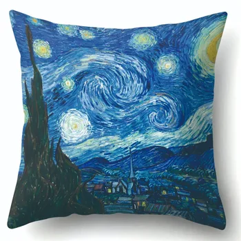 ZENGIA Van Gogh Apdailos Pagalvėlė Apima 45x45cm Garsaus Aliejaus Tapybai Augalų Poliesteris Sofa-Dekoratyvinis Mesti Pagalvės Dangtelis/Dėklai