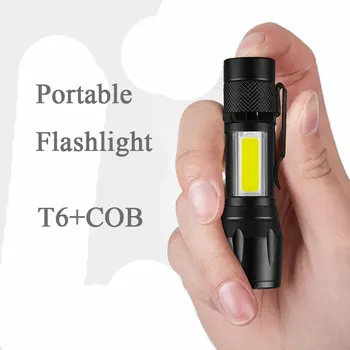 ZHIYU Portable LED Žibintuvėlis T6 COB USB Įkrovimo Šviesos Pen Įrašus 3 Rūšių Zoomable Žibinto Lempos Kempingas Darbo Žibintai