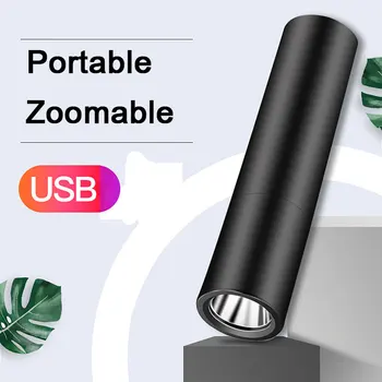 ZHIYU USB Įkrovimo MIni LED Žibintuvėlis XPE COB Nešiojamų 3 Režimas Fakelas Zoom Pastatytas Baterija Kempingas Naudoti Namuose Flash Šviesos Karšto