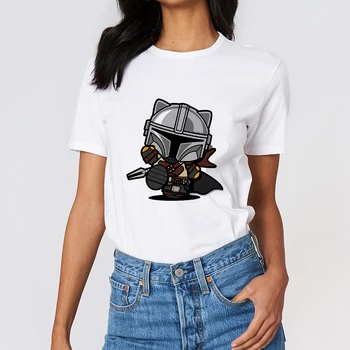 Į Mandalorian Marškinėliai Moterims Juokinga T-shirt Baby Yoda Grafinis Marškinėlius Plius Dydis Unisex Dropship