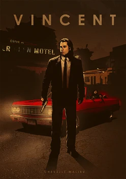 Įvairių filmo veikėjas vyras ir automobilių filmo plakatas kraftpopieris plakatas retro plakato siena lipdukas dekoratyvinis dažymas