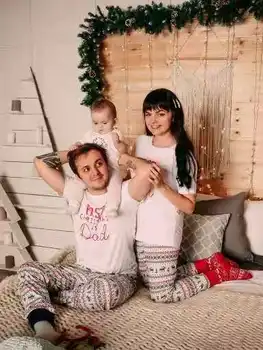Šeimos derinti Drabužius Kalėdų Drabužius Tėtis, Mama ir Kūdikis Pirmą Kalėdų Kūdikis Romper Šeimos Drabužiai, marškinėliai