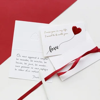 Šešių Stilių Aukštos Kokybės Kietas Raudonos Širdies atvirukas su Vokų Romantiškas Laiškas 