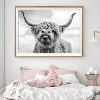 Šiaurės Apdailos Škotijos Galvijai Karvės Spausdinti Sienos Menas Drobė Plakatas Gyvūnų Paveikslai Tapyba Nuotraukos Kambarį Namų Dekoro